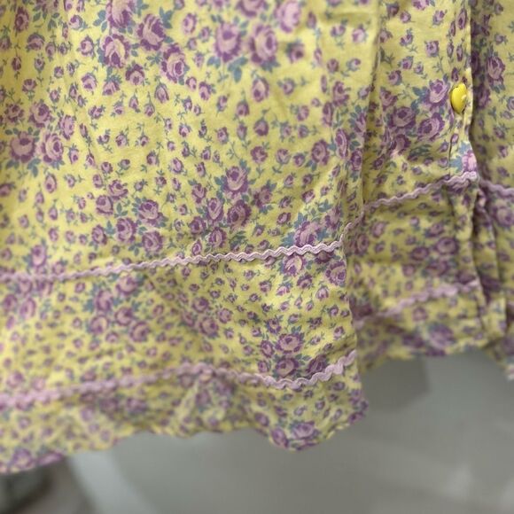 LoveShackFancy Yellow and Purple Regina Cotton Midi Dress Floral Printed Size 10 - Picture 11 of 11